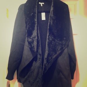 Size 2 Maurices Sweater- Suede, fur. NWT